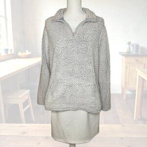 Just Be Women XL Sherpa Fleece Pullover Sweatshirt Gray Quarter Zip Winter Cabin